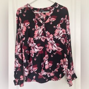 The Limited Pink and Black Floral Longsleeve Blouse Women’s Medium